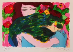 01_Ting_Vrouw_met_Kat_en_Bloemen_litho1987_opl250_59x89