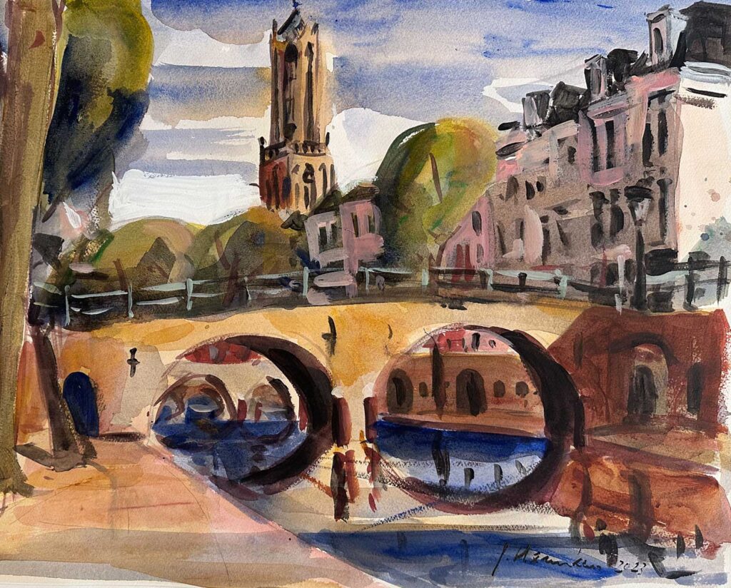 Utrecht Smeebrug Aquarel